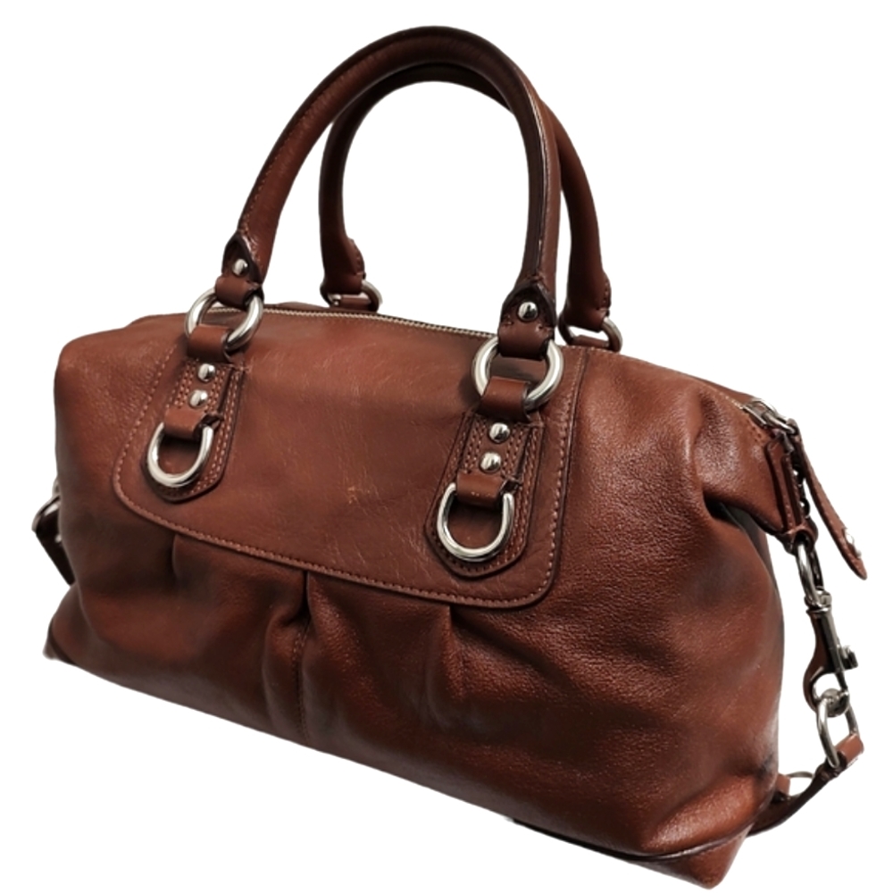 COACH Ashley Sabrina Pleated Convertible Satchel Duffle Bag Walnut F15445 - Picture 6 of 16